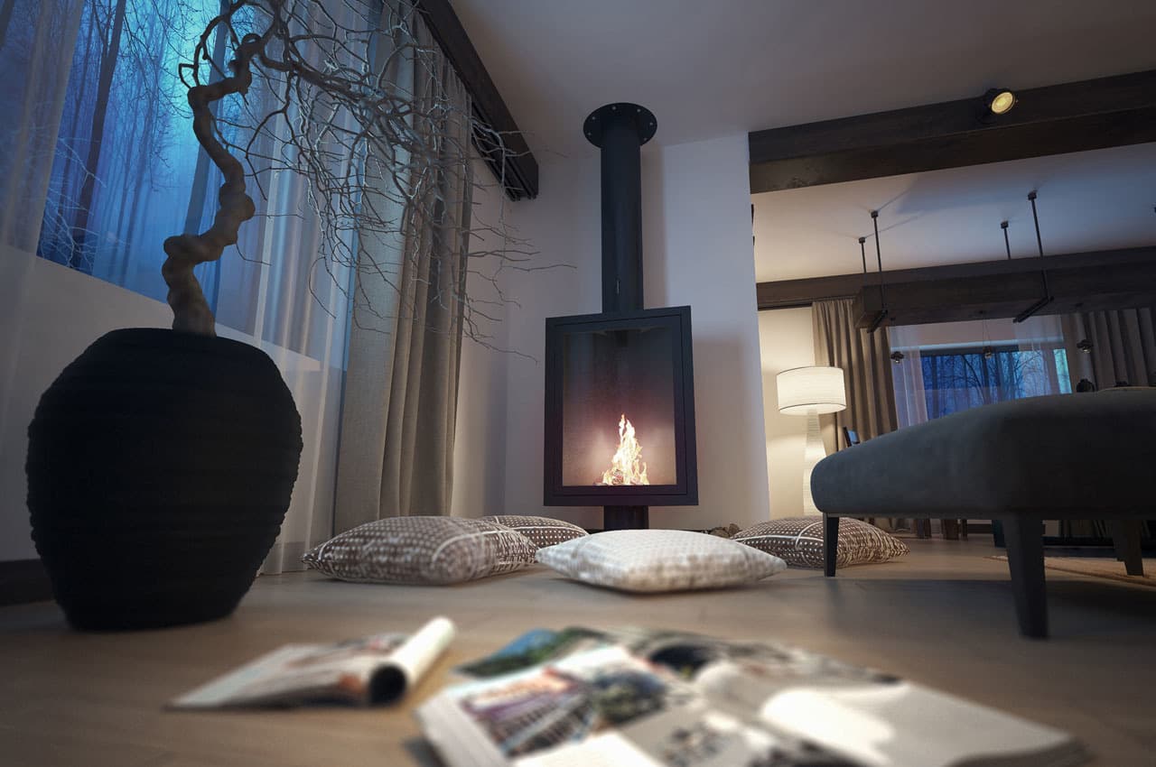 暖炉のあるインテリア